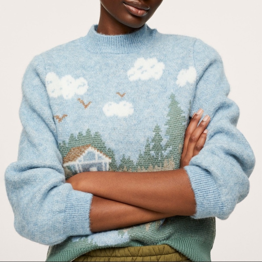Mango Printed Knit Sweater